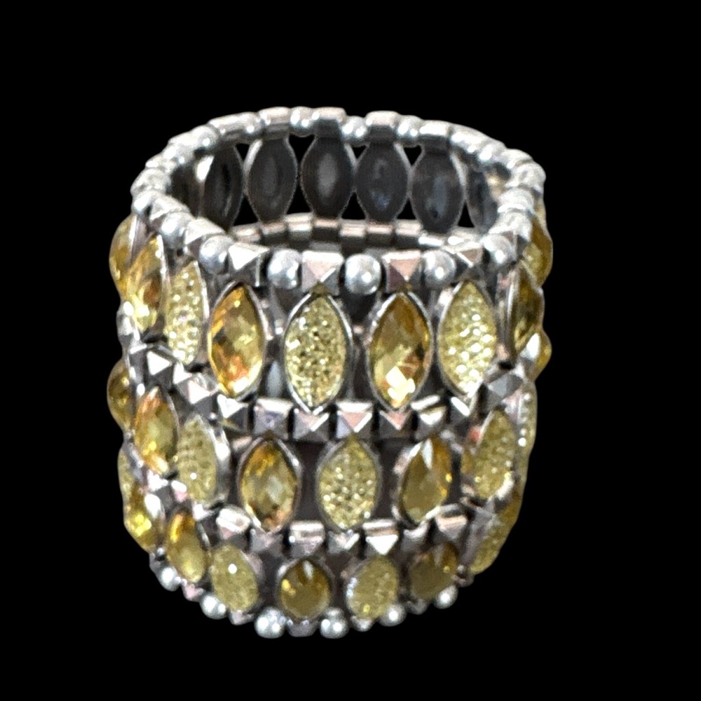 Elegant Silver and Gold Wide Statement Bracelet
